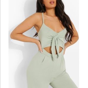 Boohoo Scrappy Tie Cut Out Wide Leg Jumpsuit